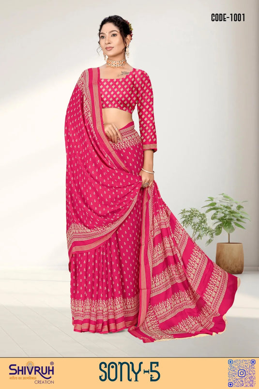 Delightful Soft Crepe Digital Print Weaving Saree