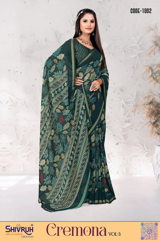 Georgette Printed Viscose Border Saree For Women