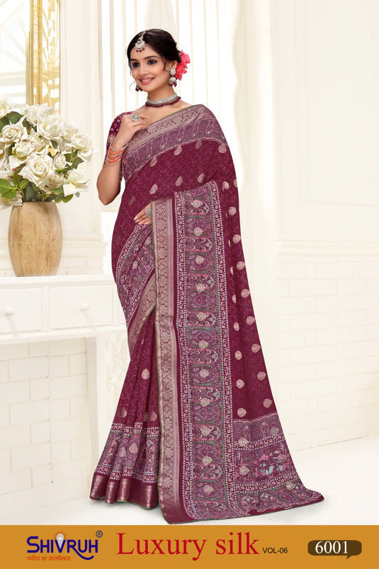 Printed cotton saree with rich pallu design