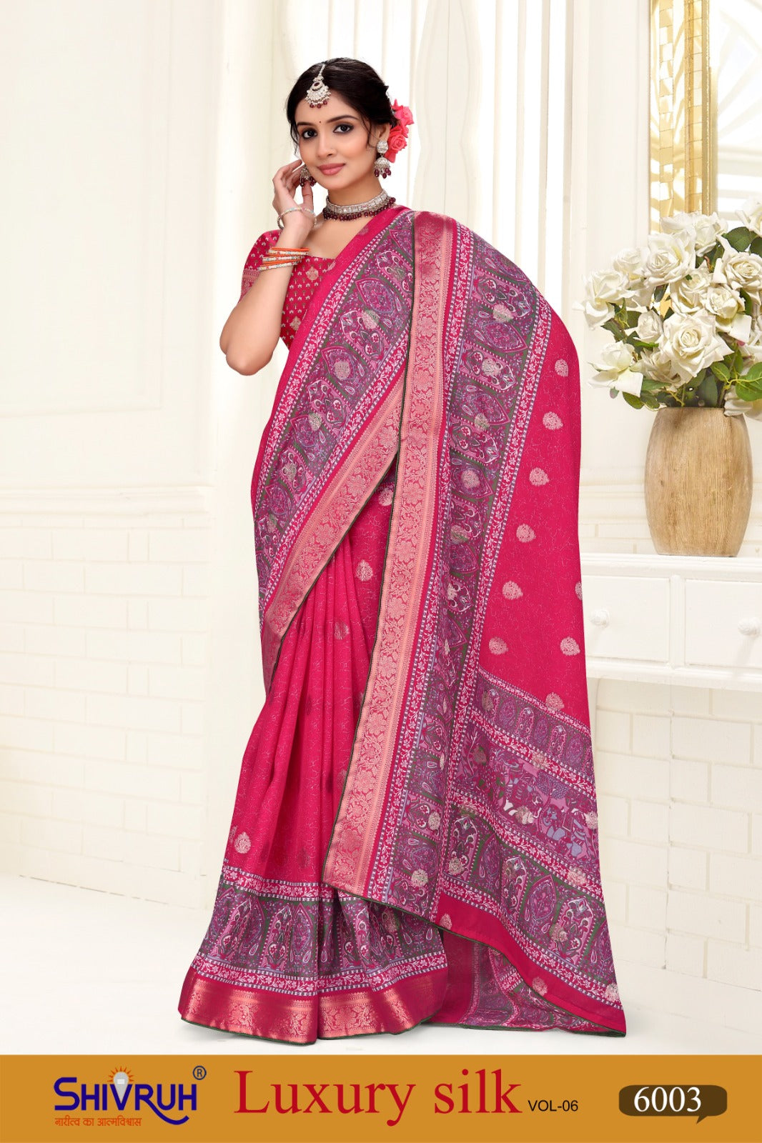 Traditional half saree with pleated skirt