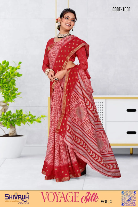 Red wedding saree with handcrafted zari