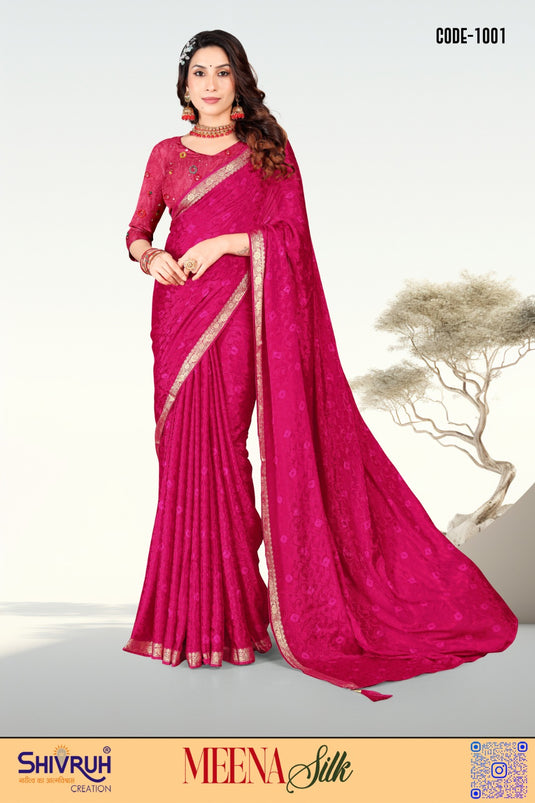 Leheriya saree with contrasting blouse set