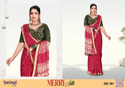 Traditional silk saree with temple border design