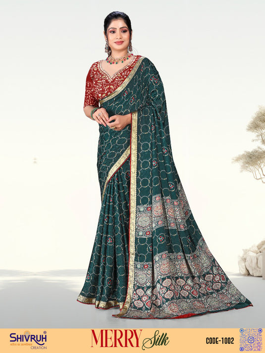 SHIVRUH pure silk saree with golden zari pallu