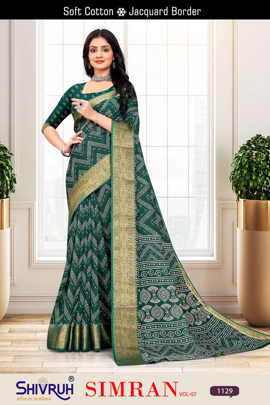 Soft Cotton Laheriya Printed Saree for women