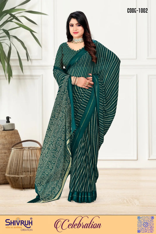 Georgette Zari Weaving Satin Border Saree For Women