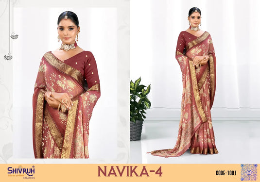 Moss Chiffon Floral print Swarovski saree with blouse for women