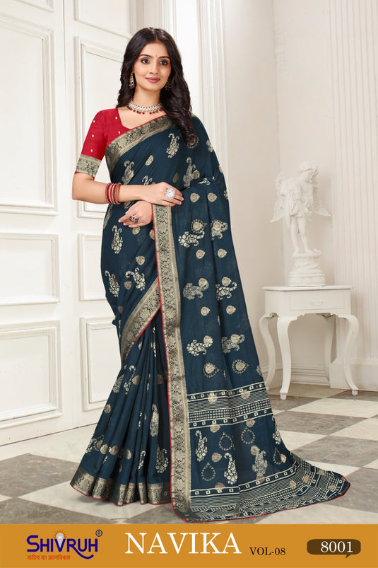 Women saree in sea green with silk blend