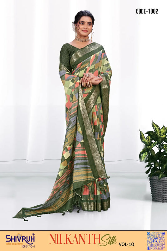 Dola Silk Geometrical Print saree with blouse for women