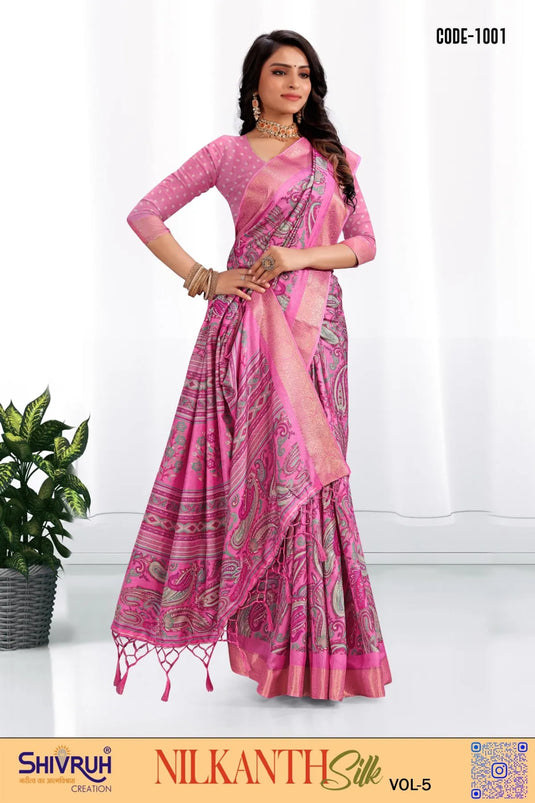 Dola Silk Paisley design saree with blouse for women