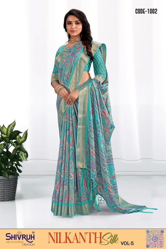 Dola Silk Paisley design saree with blouse for women
