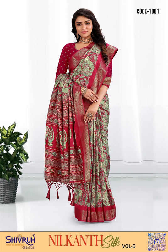 Dola Silk Paisley design saree with blouse for women