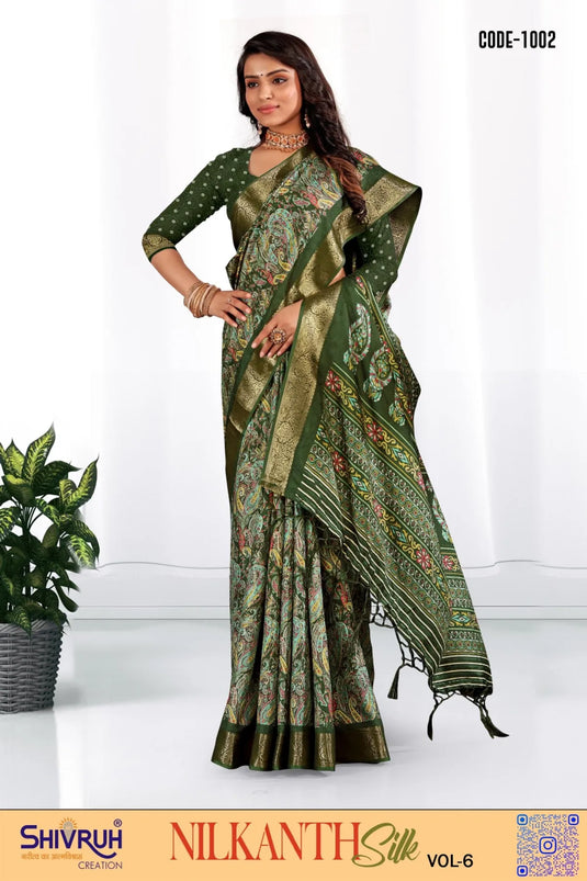Dola Silk Paisley design saree with blouse for women