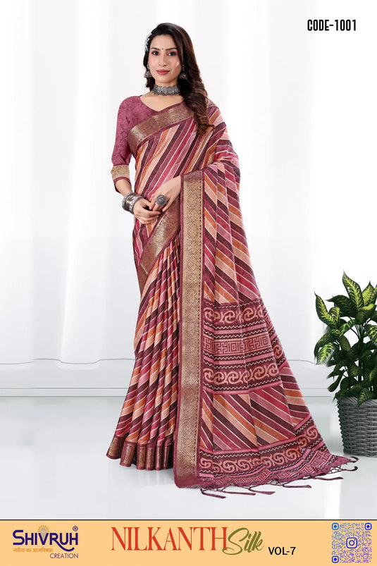Dola Silk Laheriya Print saree with blouse for women