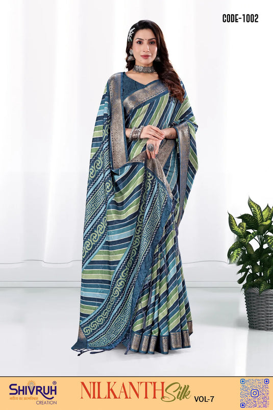 Dola Silk Laheriya Print saree with blouse for women