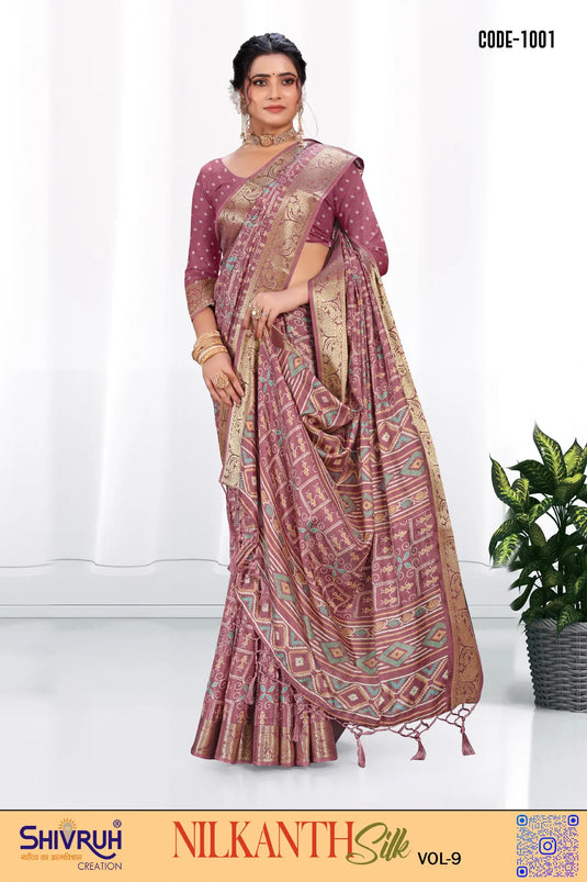 Dola Silk Geometrical Print saree with blouse for women