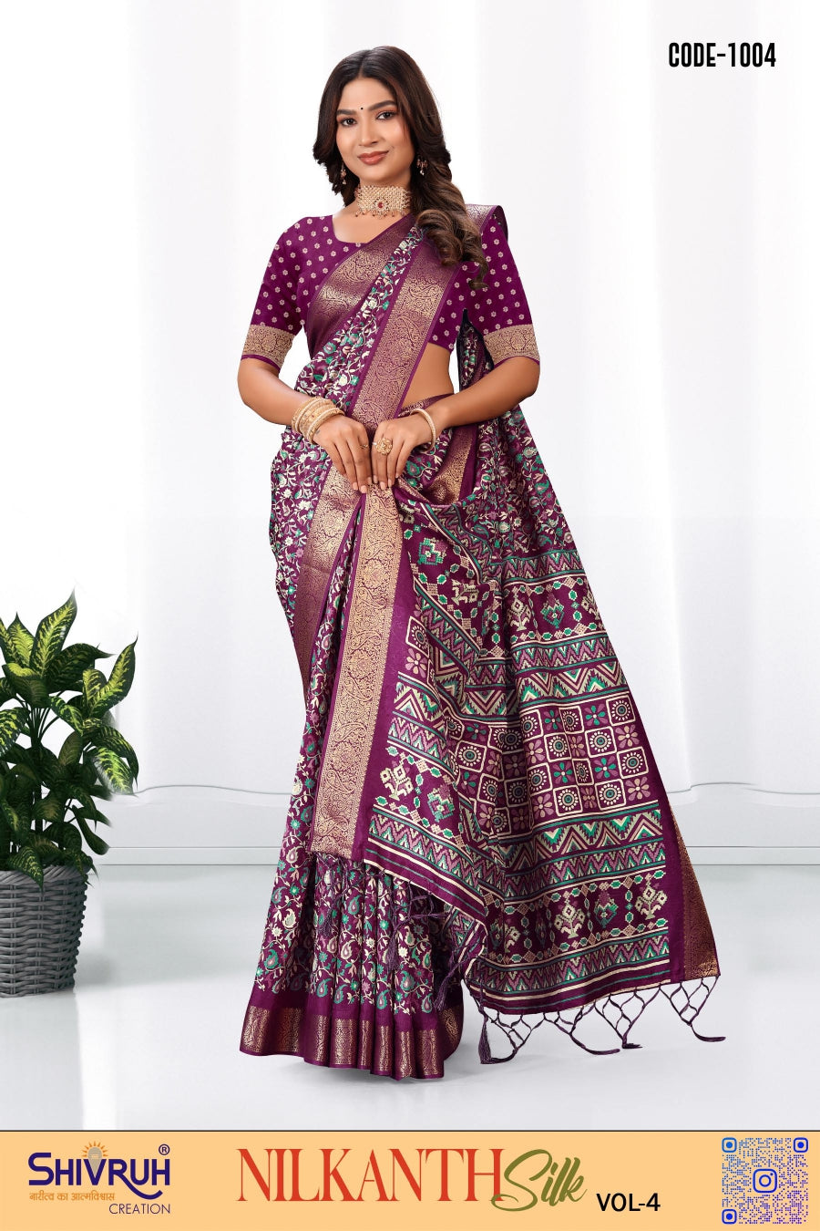 Charming half saree with draped look and attached blouse piece