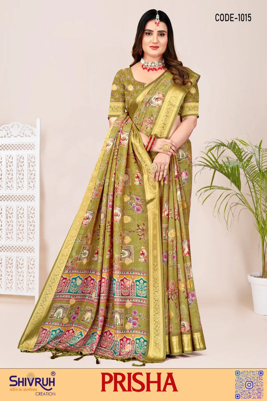 Lehriya saree with foil print for festive sparkle