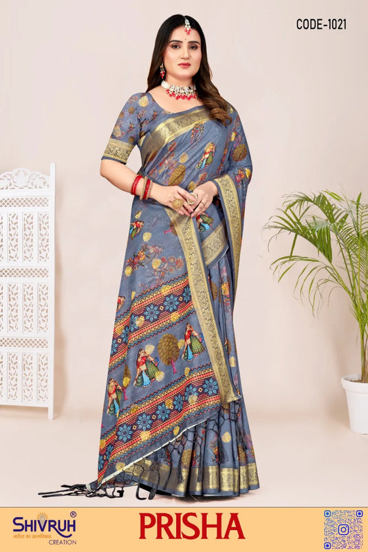 Banarasi saree in emerald with gold jaal weave