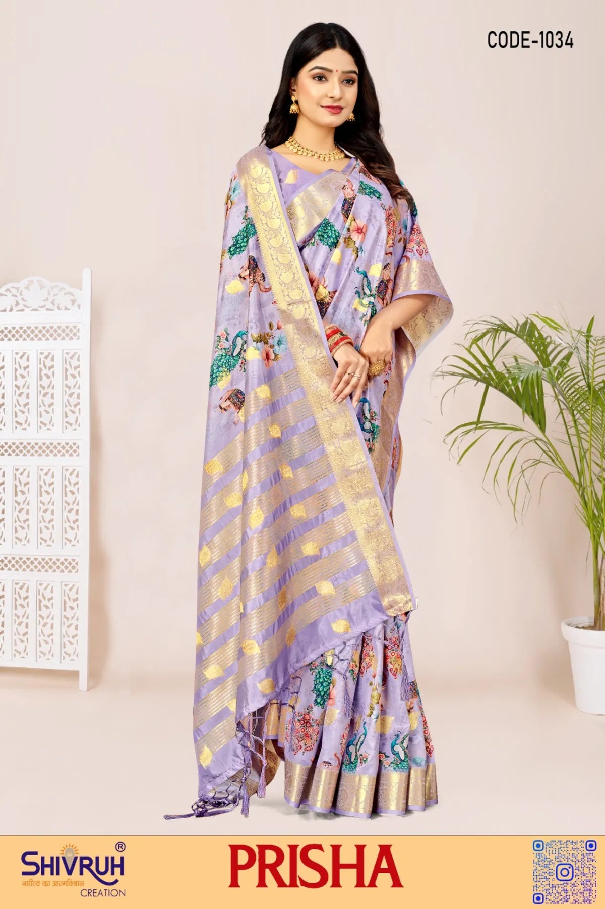 Half saree in kanchipuram style with pattu skirt