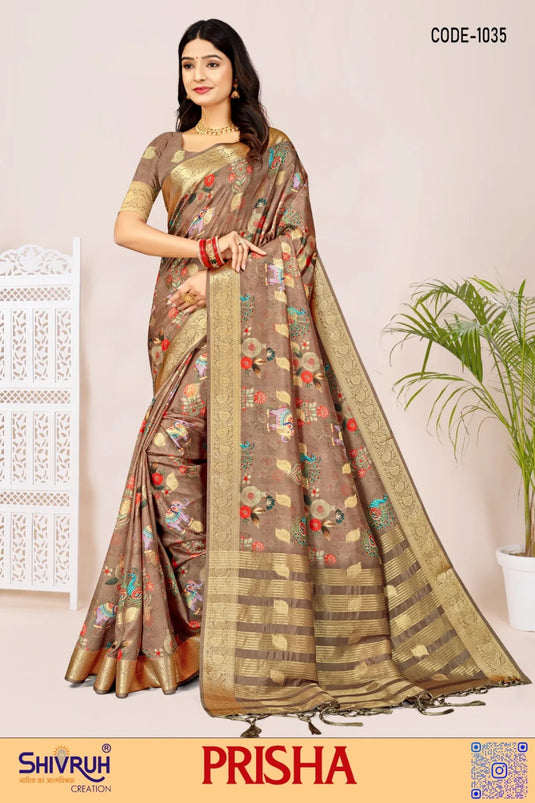 New saree in crepe with heavy embroidered blouse