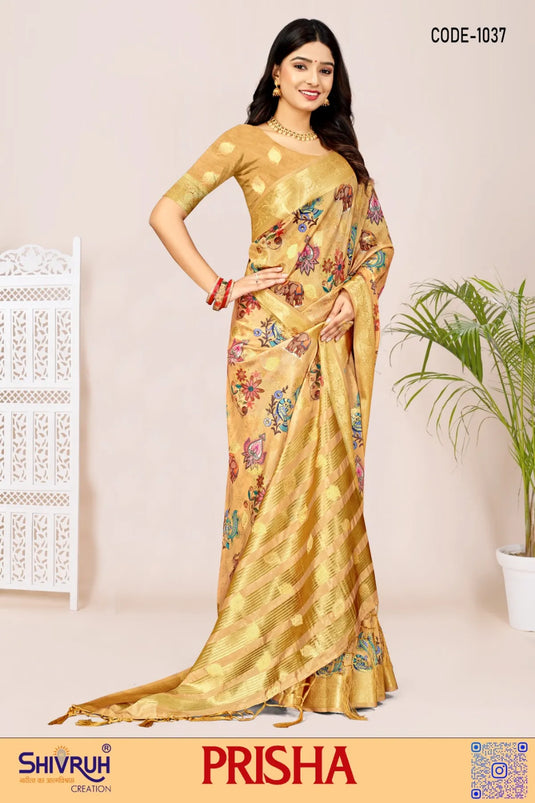 Cotton saree with minimalistic geometric print