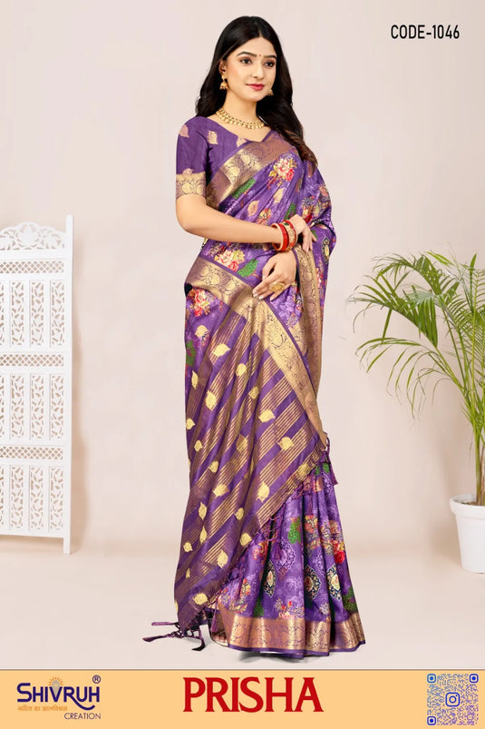 Elegant lehariya saree in ivory and red combo