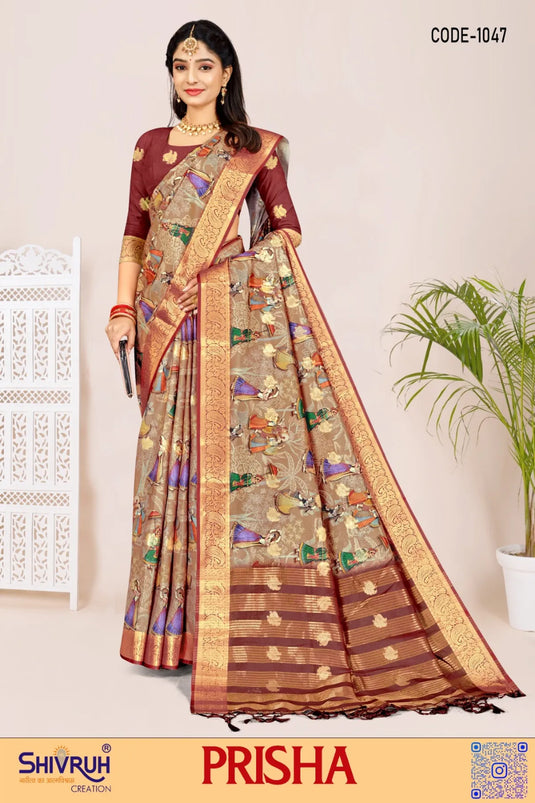 Lehriya saree in sunset shades for festive wear
