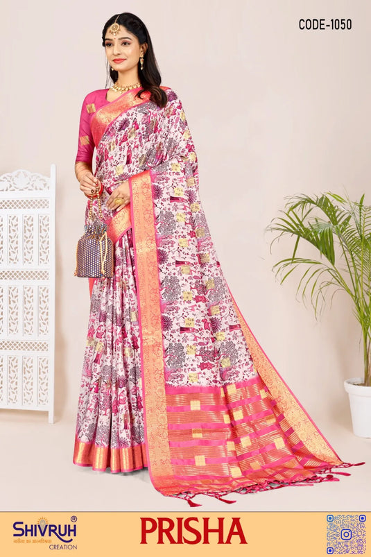 Wedding saree in silk with yoke embroidery