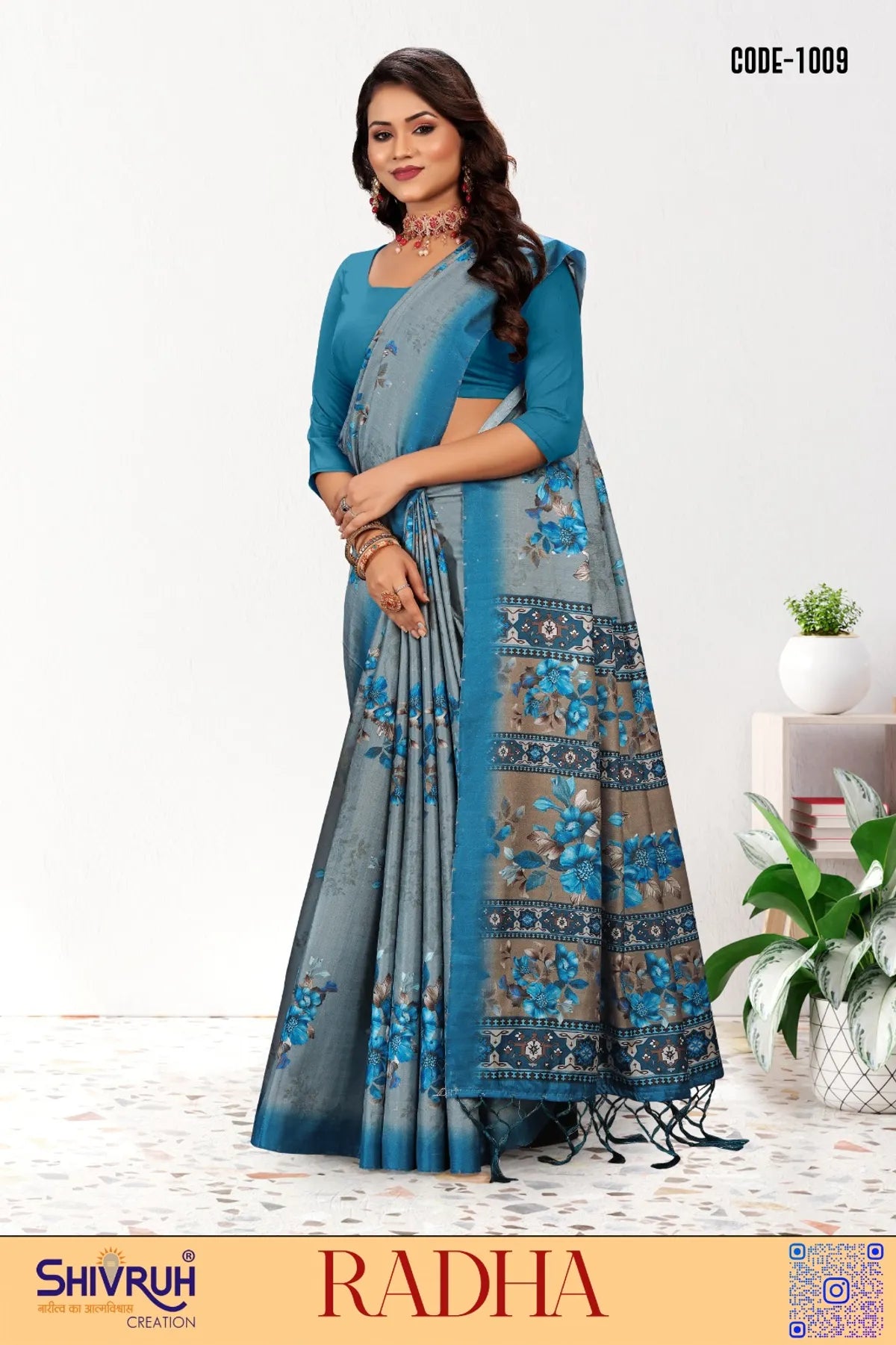 Banarasi silk saree in royal purple with zari work