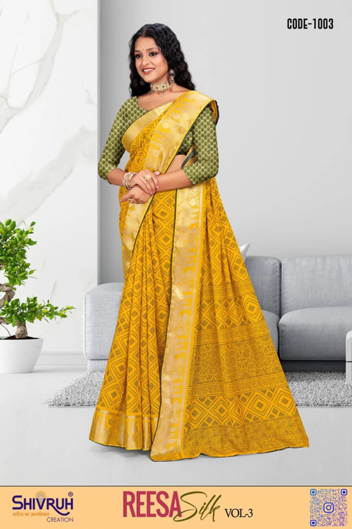Hot saree in emerald with shimmering finish