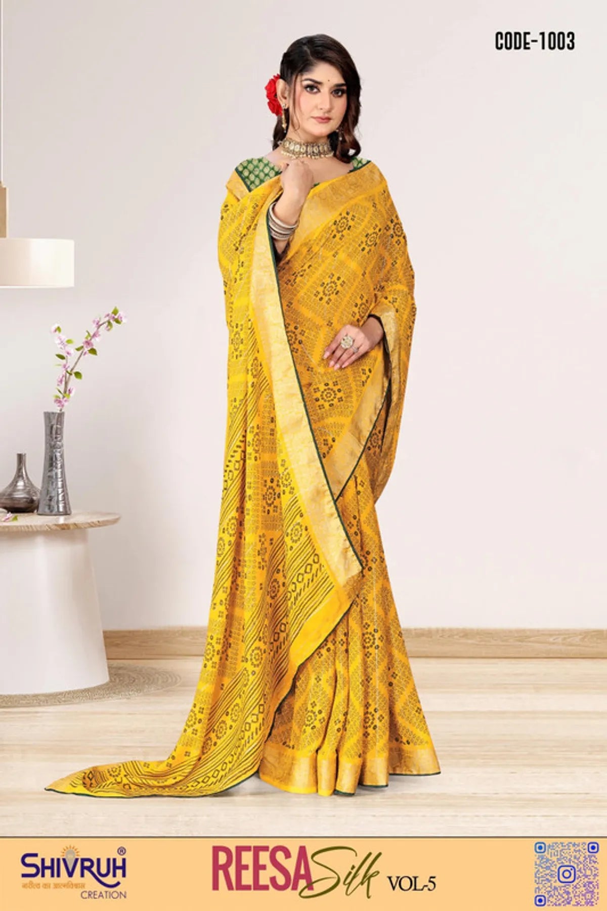 Festive saree look with hand-crafted blouse