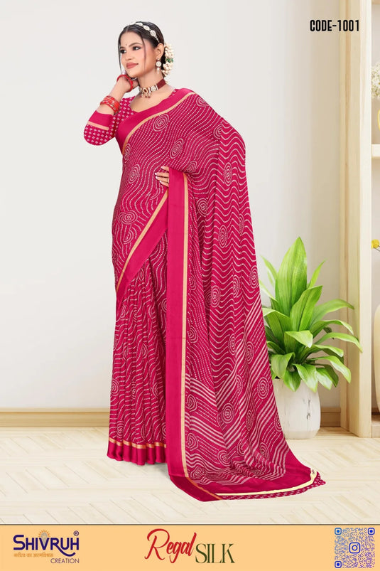 Moss Chiffon Laheriya Printed Saree for women