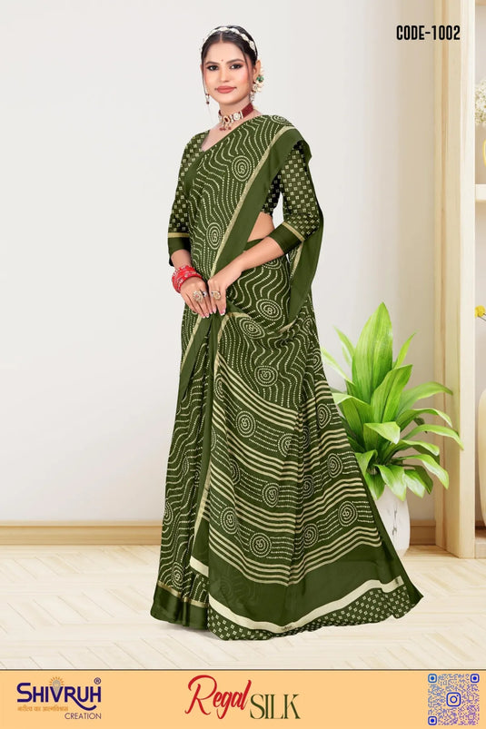 Moss Chiffon Laheriya Printed Saree for women