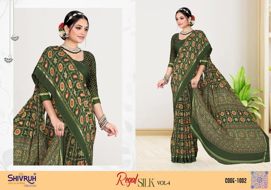 Moss Chiffon Paisley Printed Saree for women