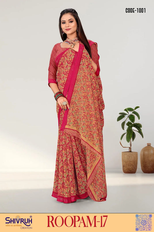 Georgette Floral design saree for women