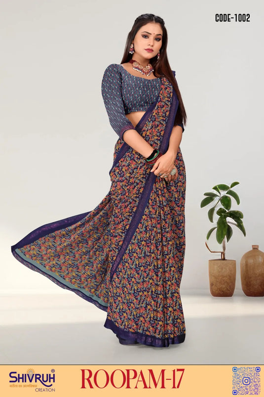 Georgette Floral design saree for women