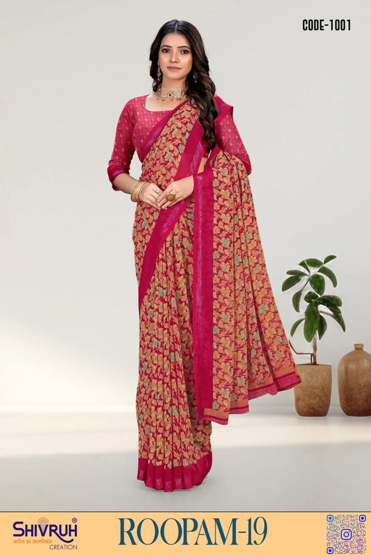 Georgette Floral design saree for women