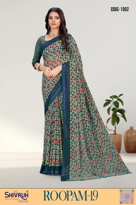 Georgette Floral design saree for women