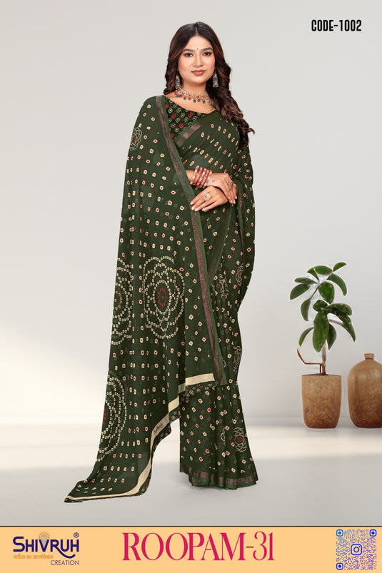 Designer leheriya saree with golden border