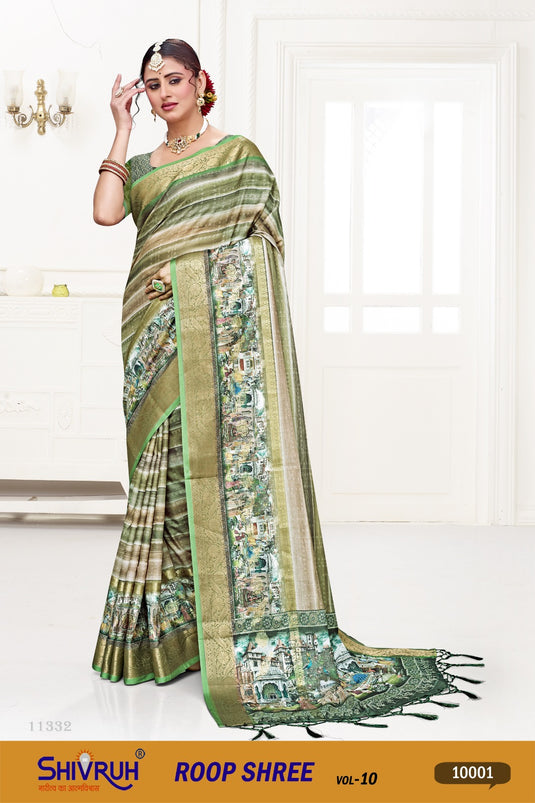 Elegant silk saree with traditional zari work by SHIVRUH.