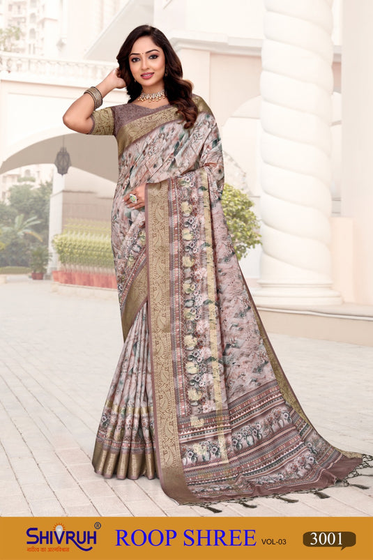 Stylish saree look with embroidered pallu by SHIVRUH.