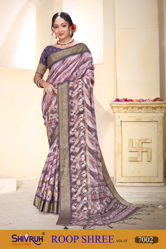 Yellow saree with contrast blouse from SHIVRUH summer collection.