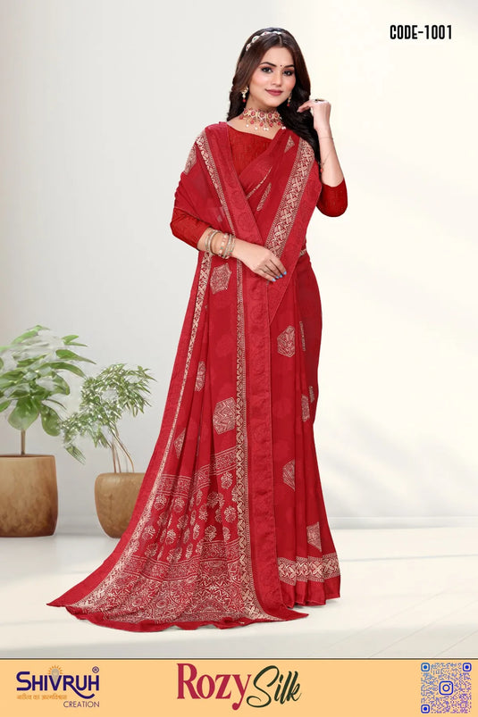 Georgette Spider web Woven Saree for women