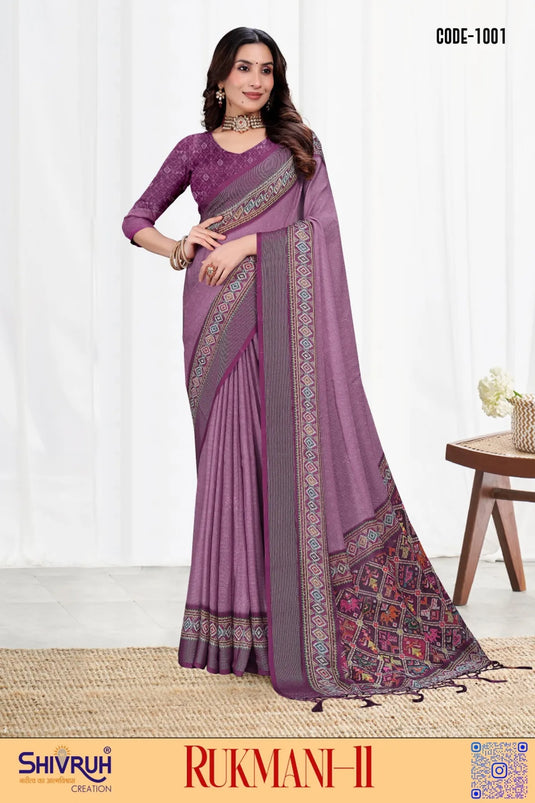 Moss Chiffon Digital print saree with blouse for women