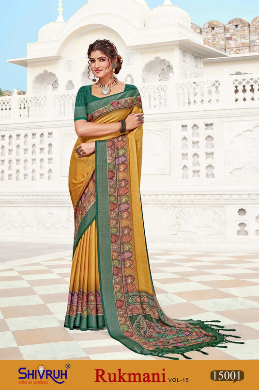 Moss Chiffon Digital print saree with blouse for women