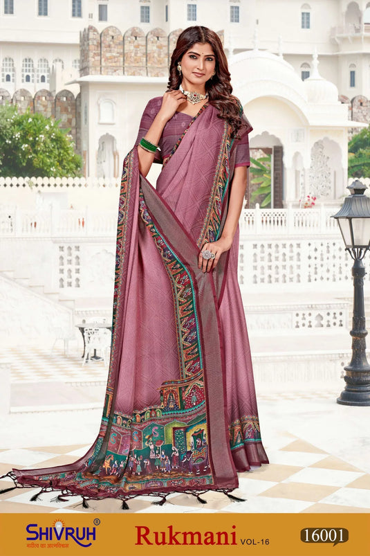 Moss Chiffon Digital print saree with blouse for women