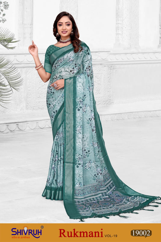 Handwoven silk saree in temple motif design