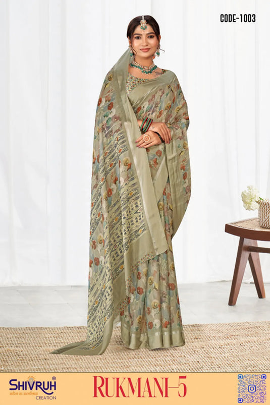Multicolor Digital Print Moss Chiffon Formal wear saree