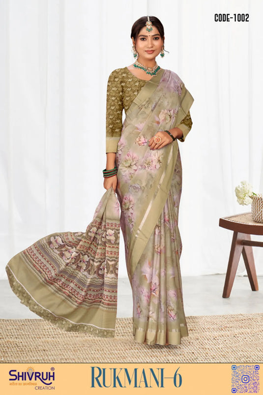 Multicolor Digital Print Moss Chiffon Party wear saree